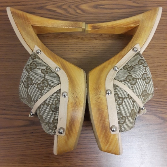 Gucci Horsebit Wood Wooden Platform Clogs - Picture 4 of 5